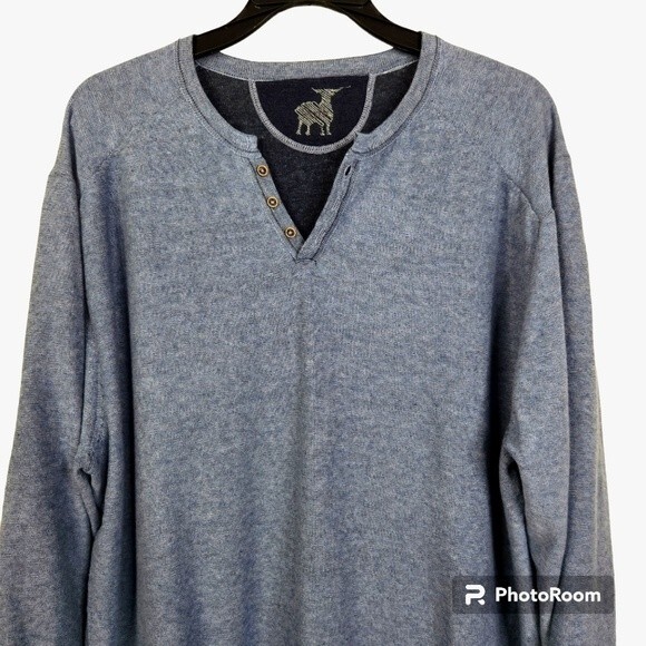 Raffi Mens 2-in-1 Reversible Long Sleeve Henley Shirt Size Large - Picture 4 of 13